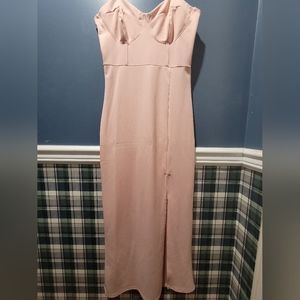Blush Pink Mermaid with Slit Long Dress